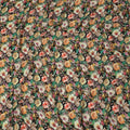 Black Floral Pure Silk Crepe Fabric 110cm - 1328355