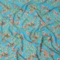 Blue Floral Printed Silk Crepe Fabric Soft Lightweight Breathable Material for Dressmaking Crafting Sewing Apparel 110 Cms Width India Origin-D27286 - Regal Fabrics
