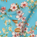 Blue Floral Printed Silk Crepe Fabric Soft Lightweight Breathable Material for Dressmaking Crafting Sewing Apparel 110 Cms Width India Origin-D27286 - Regal Fabrics