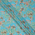 Blue Floral Printed Silk Crepe Fabric Soft Lightweight Breathable Material for Dressmaking Crafting Sewing Apparel 110 Cms Width India Origin-D27286 - Regal Fabrics
