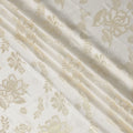 Ivory White Premium Pure silk Satin Fabric with Jacquard metallic, 110 Cms, India-D26906