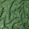 Emerald Green Premium Pure silk Satin Fabric with Jacquard metallic, 110 Cms, India-D26904
