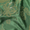 Emerald Green Premium Pure silk Satin Fabric with Jacquard metallic, 110 Cms, India-D26904