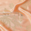 Peach Premium Pure silk Satin Fabric with Jacquard metallic, 110 Cms, India-D26899
