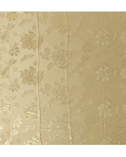 Champagne Gold Premium Pure silk Satin Fabric with Jacquard metallic, 110 Cms, India-D26905