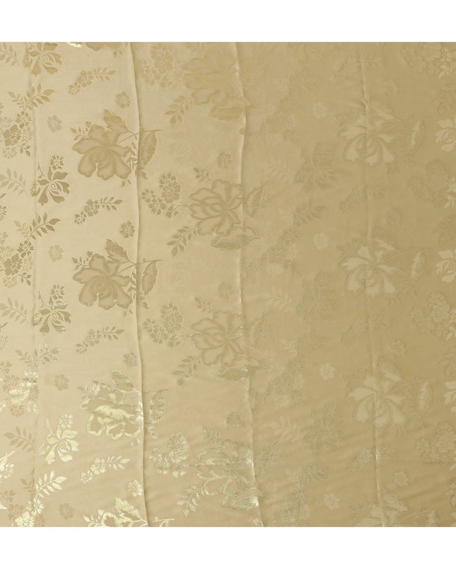 Champagne Gold Premium Pure silk Satin Fabric with Jacquard metallic, 110 Cms, India-D26905