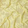 Lemon Yellow Premium Pure silk Satin Fabric with Jacquard metallic, 110 Cms, India-D26903