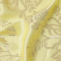 Lemon Yellow Premium Pure silk Satin Fabric with Jacquard metallic, 110 Cms, India-D26903