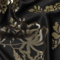 Black Premium Pure silk Satin Fabric with Jacquard metallic, 110 Cms, India-D26902