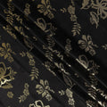 Black Premium Pure silk Satin Fabric with Jacquard metallic, 110 Cms, India-D26902