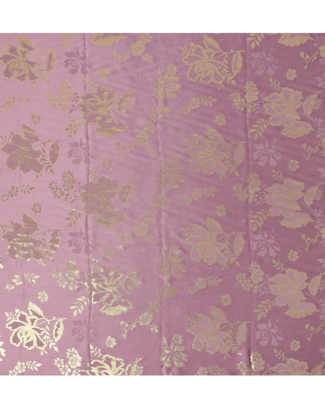 Dusty Rose Premium Pure silk Satin Fabric with Jacquard metallic, 110 Cms, India-D26900