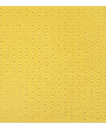 Yellow Self Embroidered Paisley Motif Viscose Cotton Fabric 110 Cms India-D27020 - Regal Fabrics