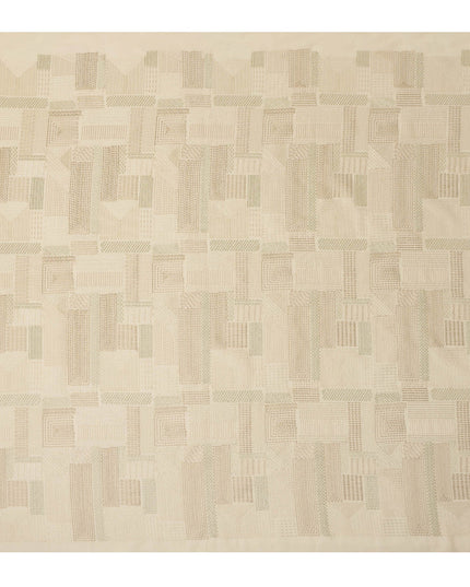 Cream Self Textured Geometric Pattern Viscose Cotton Fabric 110 Cms India-D27024 - Regal Fabrics