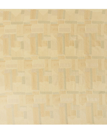 Light Yellow Geometric Self Design Viscose Cotton Fabric 110 Cms India-D27021 - Regal Fabrics