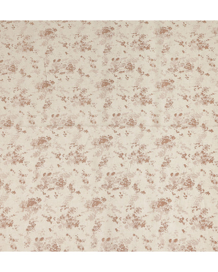 Cream Brown Floral Printed Blended Linen Fabric Soft Breathable Lightweight Linen Blend Cloth for Apparel Sewing Craft Dressmaking Material 150 Cms Width Premium Quality Indian Origin Fabric-D28484 - Regal Fabrics