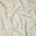 Beige Aqua Abstract Spiral Printed Blended Linen Fabric Soft Breathable Lightweight Linen Blend Cloth for Apparel Sewing Craft Dressmaking Material 150 Cms Width Premium Quality Indian Origin Fabric-D28482 - Regal Fabrics