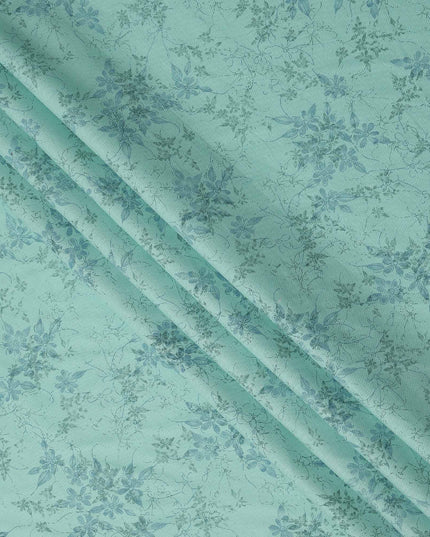 Mint Green Blue Floral Printed Blended Linen Fabric Soft Breathable Lightweight Linen Blend Cloth for Apparel Sewing Craft Dressmaking Material 150 Cms Width Premium Quality Indian Origin Fabric-D28488 - Regal Fabrics