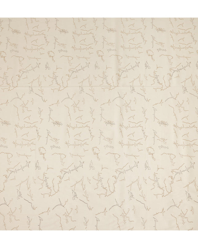 Beige Brown Minimal Abstract Line Sketch Print Blended Linen Fabric, Modern Artistic Scribble Pattern Linen Blend Material for Apparel Sewing Dressmaking Craft Textile, 140 Cms Width, Made In India-D28443