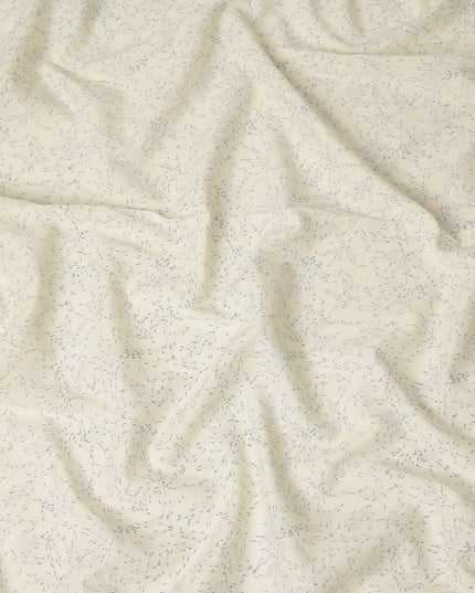 Cream Blue Minimal Abstract Dash Print Blended Linen Fabric, Modern Subtle Pattern Printed Linen Blend Material for Apparel Sewing Dressmaking Craft Textile, 140 Cms Width, Made In India-D28441