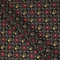 Black Ethnic Geometric Diamond Printed Blended Cotton Linen Fabric Traditional Lattice Motif Pattern Natural Textured Dressmaking Craft Fabric 110 Cms Width Made In India-D28353