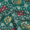Teal Green Traditional Geometric Diamond Printed Blended Cotton Linen Fabric Ethnic Lattice Motif Pattern Natural Textured Dressmaking Fabric 110 Cms Width Made In India-D28349