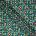 Teal Green Traditional Geometric Diamond Printed Blended Cotton Linen Fabric Ethnic Lattice Motif Pattern Natural Textured Dressmaking Fabric 110 Cms Width Made In India-D28349