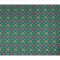 Teal Green Traditional Geometric Diamond Printed Blended Cotton Linen Fabric Ethnic Lattice Motif Pattern Natural Textured Dressmaking Fabric 110 Cms Width Made In India-D28349