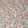 Mint Green Paisley Floral Printed Viscose Fabric Raw Silk Finish Soft Ethnic Dress Material 110 Cms India-D27327