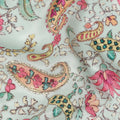 Mint Green Floral Paisley Printed Viscose Fabric 110 Cms Made In India-D27382