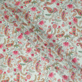 Mint Green Paisley Floral Printed Viscose Fabric Raw Silk Finish Soft Ethnic Dress Material 110 Cms India-D27327