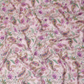Light Pink Paisley Floral Printed Blended Cotton Linen Fabric Traditional Ethnic Botanical Motif Pattern Natural Textured Dressmaking Craft Fabric 110 Cms Width Made In India-D28352