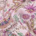 Light Pink Paisley Floral Printed Blended Cotton Linen Fabric Traditional Ethnic Botanical Motif Pattern Natural Textured Dressmaking Craft Fabric 110 Cms Width Made In India-D28352