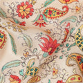 Cream Red Floral Paisley Printed Viscose Fabric 110 Cms Made In India-D27379
