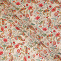 Cream Red Floral Paisley Printed Viscose Fabric 110 Cms Made In India-D27379