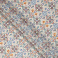 Cream Ethnic Geometric Tribal Printed Blended Cotton Linen Fabric Traditional Diamond Motif Pattern Natural Texture Dressmaking Craft Fabric 110 Cms Width Made In India-D28350