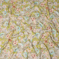 Light Green Floral Printed Viscose Fabric Raw Silk Finish Soft Dress Material 110 Cms India-D27329