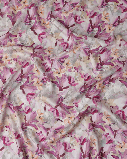 Orchid Magenta Purple Floral Viscose Digital Print Fabric