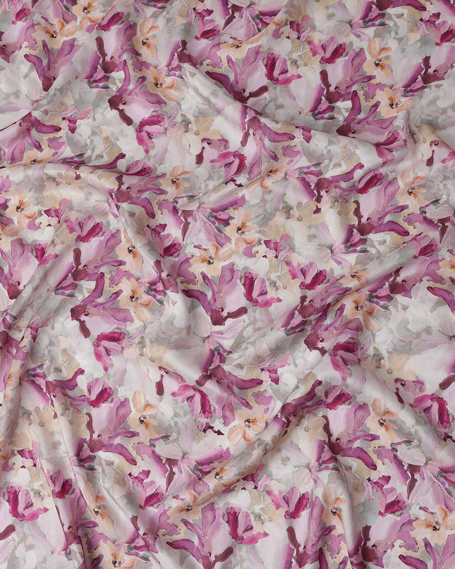 Orchid Magenta Purple Floral Viscose Digital Print Fabric