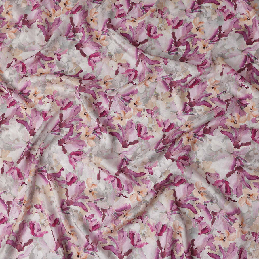 Orchid Magenta Purple Floral Viscose Digital Print Fabric