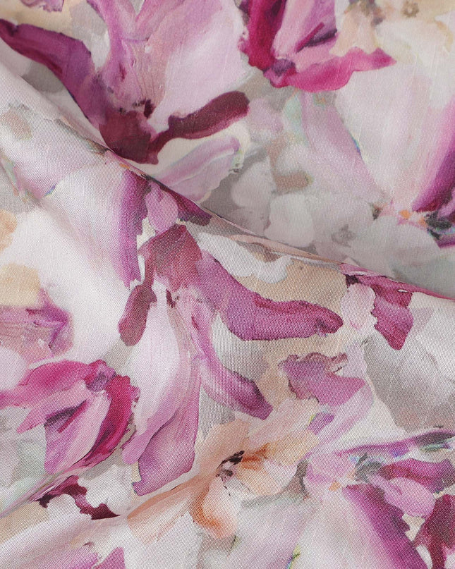 Orchid Magenta Purple Floral Viscose Digital Print Fabric