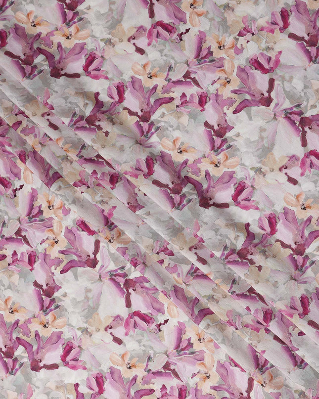Orchid Magenta Purple Floral Viscose Digital Print Fabric