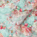 Aqua Mint Floral Printed Viscose Fabric Soft Lightweight Flowing Dress Material for Apparel Sewing Craft Use 110 Cms Width India Origin-D27308