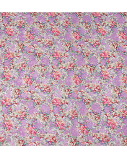 Lavender Purple Floral Printed Viscose Fabric Soft Lightweight Flowing Dress Material for Apparel Sewing Craft Use 110 Cms Width India Origin-D27309