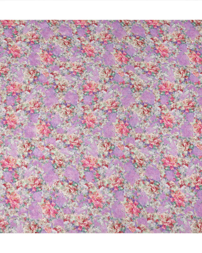 Lavender Purple Floral Printed Viscose Fabric Soft Lightweight Flowing Dress Material for Apparel Sewing Craft Use 110 Cms Width India Origin-D27309