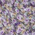 Purple Floral Artistic Printed Viscose Fabric Soft Lightweight Flowing Dress Material 110 Cms India-D27324