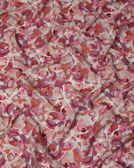 Dusty Rose Abstract Printed Viscose Fabric Artistic Contemporary Design Soft Flowing Apparel Material 110 Cms India-D27322