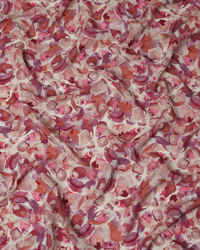 Dusty Rose Abstract Printed Viscose Fabric Artistic Contemporary Design Soft Flowing Apparel Material 110 Cms India-D27322
