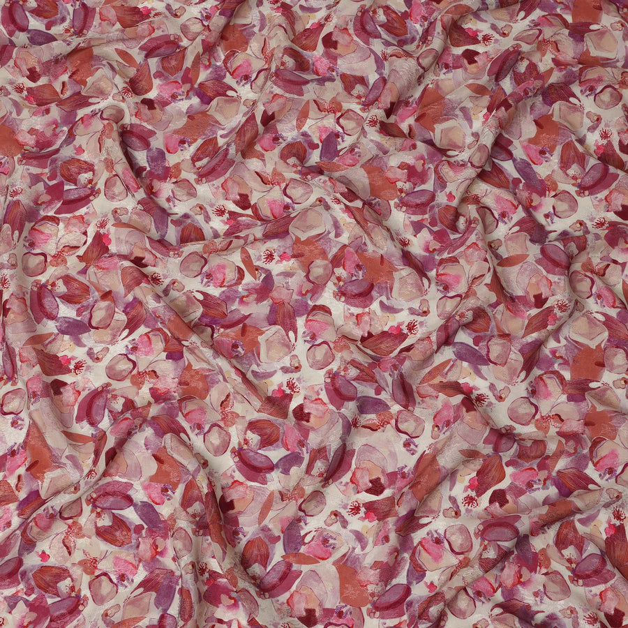Dusty Rose Abstract Printed Viscose Fabric Artistic Contemporary Design Soft Flowing Apparel Material 110 Cms India-D27322