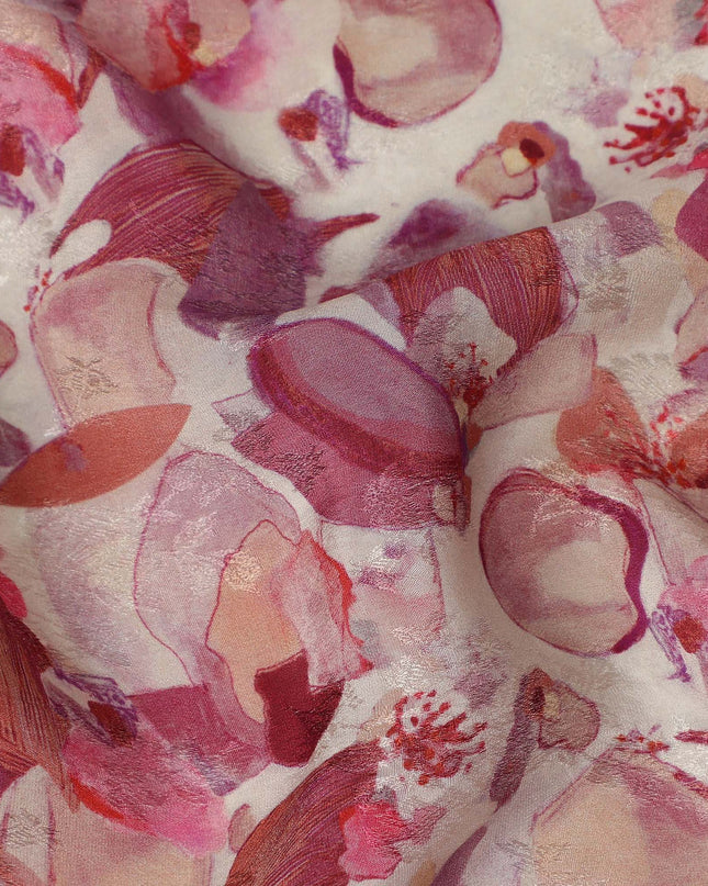 Dusty Rose Abstract Printed Viscose Fabric Artistic Contemporary Design Soft Flowing Apparel Material 110 Cms India-D27322