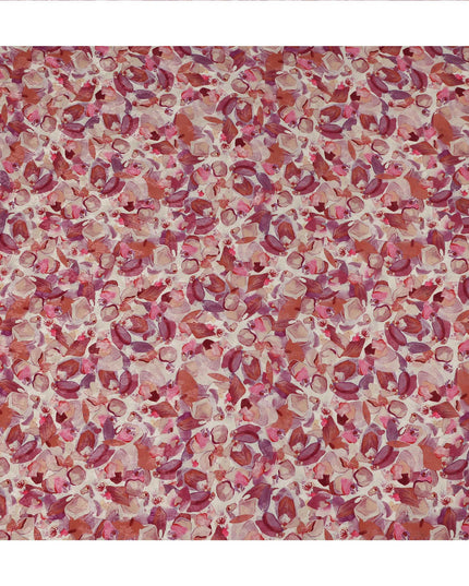 Dusty Rose Abstract Printed Viscose Fabric Artistic Contemporary Design Soft Flowing Apparel Material 110 Cms India-D27322
